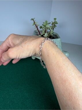 925 Sterling Silver Oval Link Chain Bracelet 8” Lobster Clasp 6g